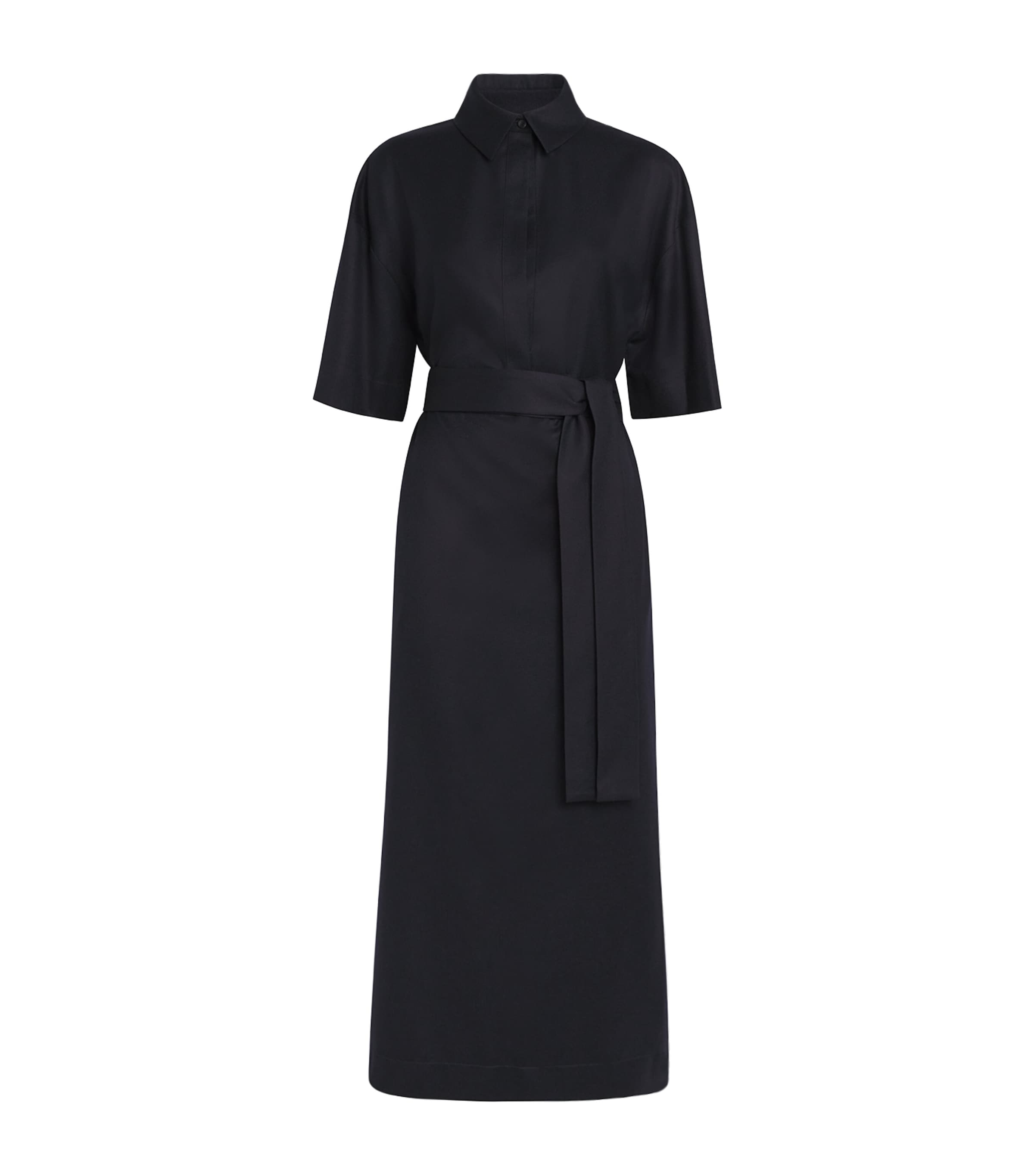 SASUPHI Navy Wool Francesca Midi Shirt Dress