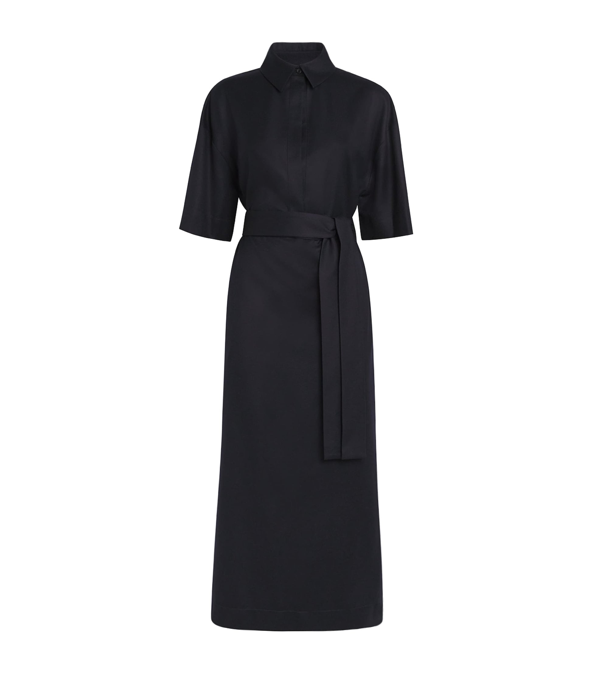 SASUPHI Navy Wool Francesca Midi Shirt Dress