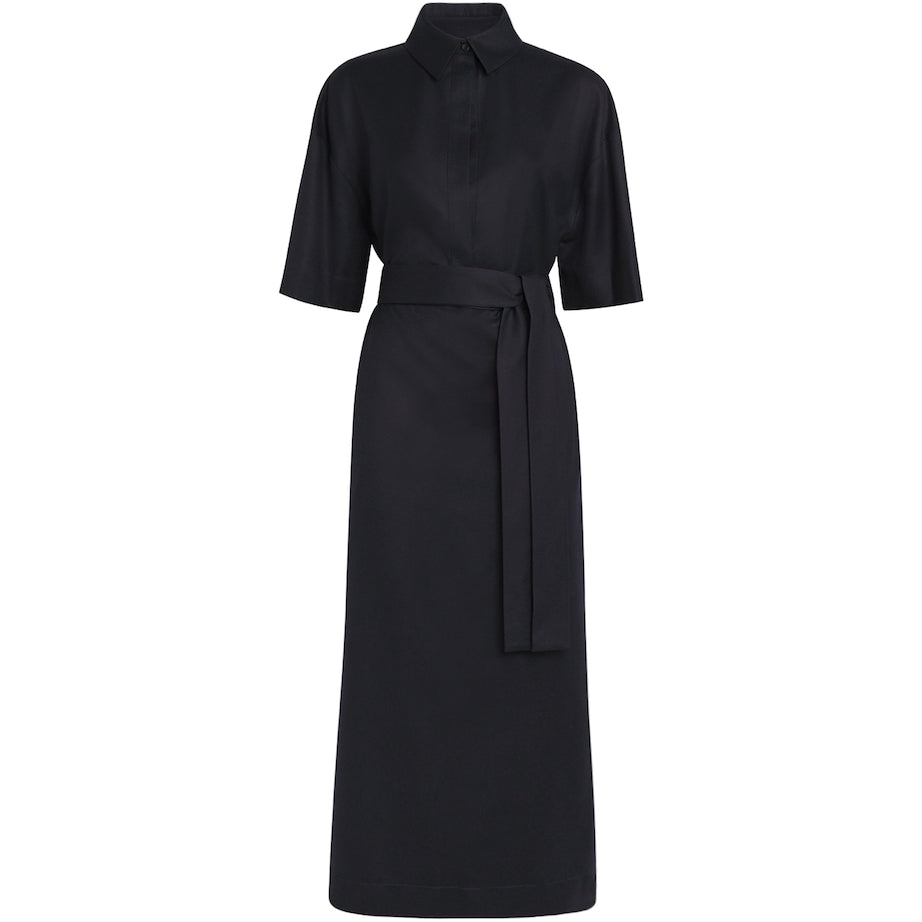 Wool Francesca Midi Shirt Dress 0350 - NAVY BLUE
