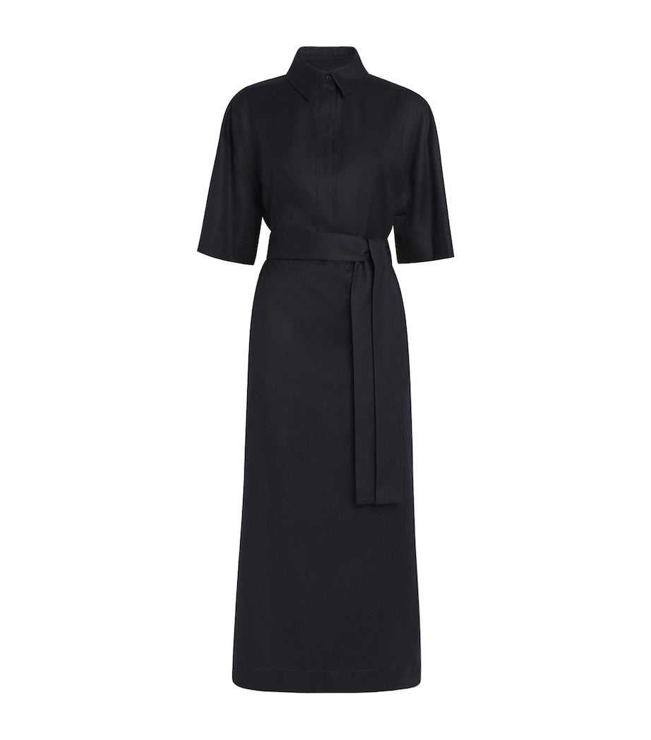 Wool Francesca Midi Shirt Dress 0350 - NAVY BLUE