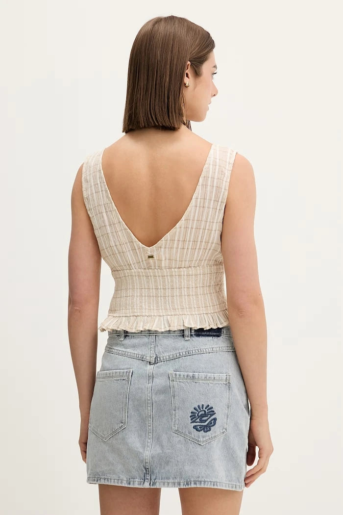 Rip Curl kadın pamuk askılı bluz PARADISE CHECK TOP