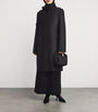 Toteme Black Silk Collarless Midi Coat