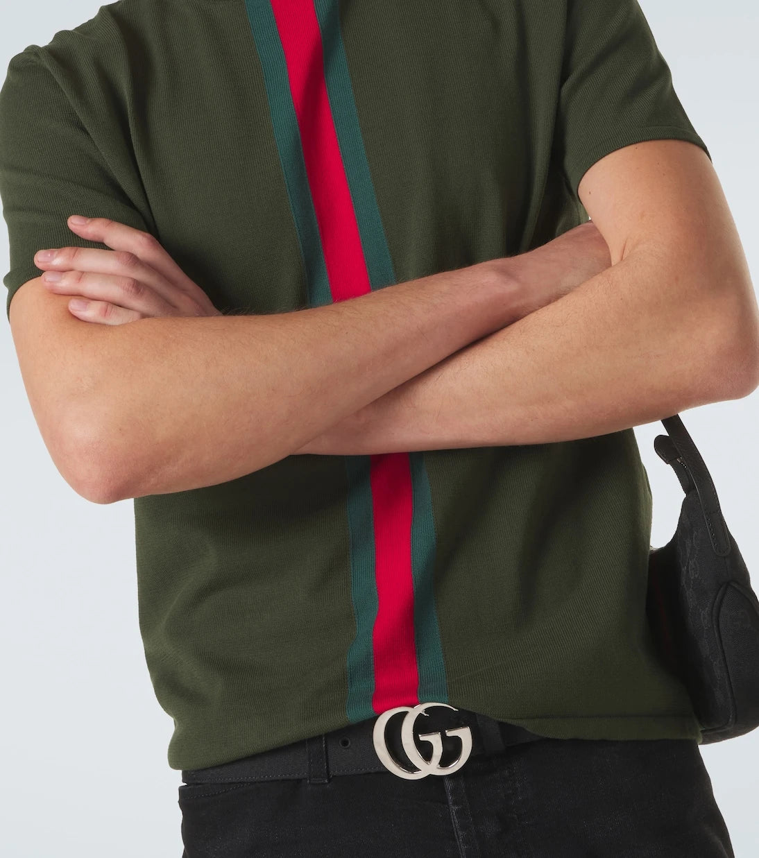Gucci - Web Stripe knitted cotton T-shirt