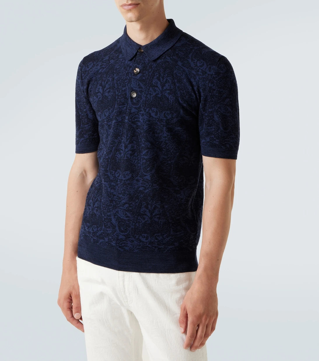 Etro - Cotton and wool-blend jacquard polo sweater