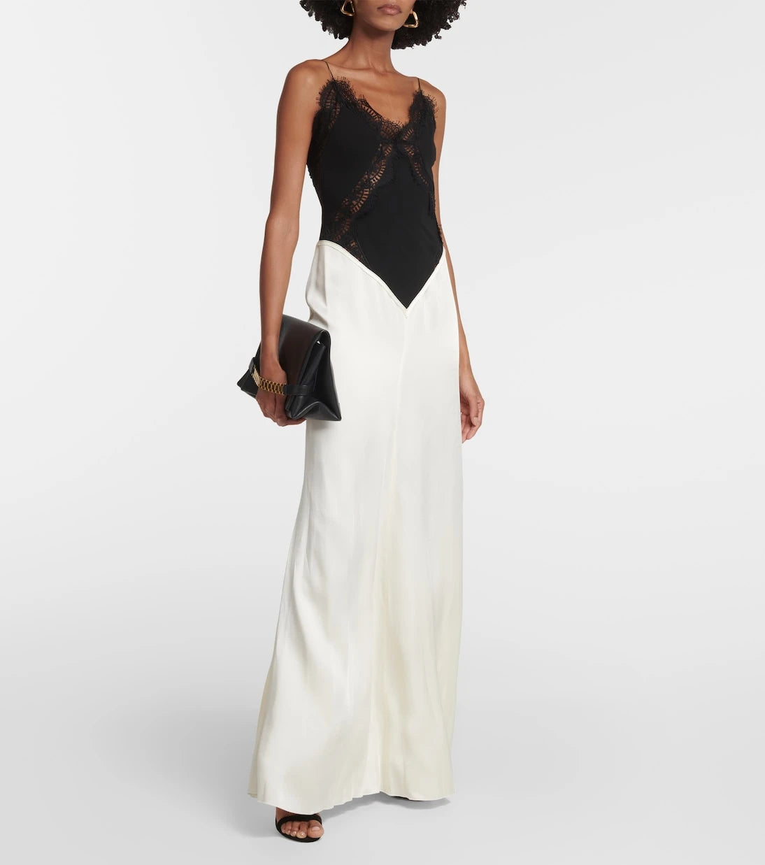 Victoria Beckham - Lace-trimmed satin gown