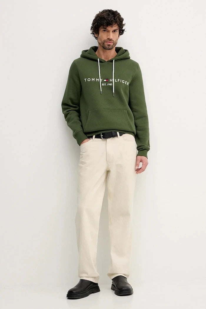 Tommy Hilfiger kapüşonlu erkek pamuklu sweatshirt