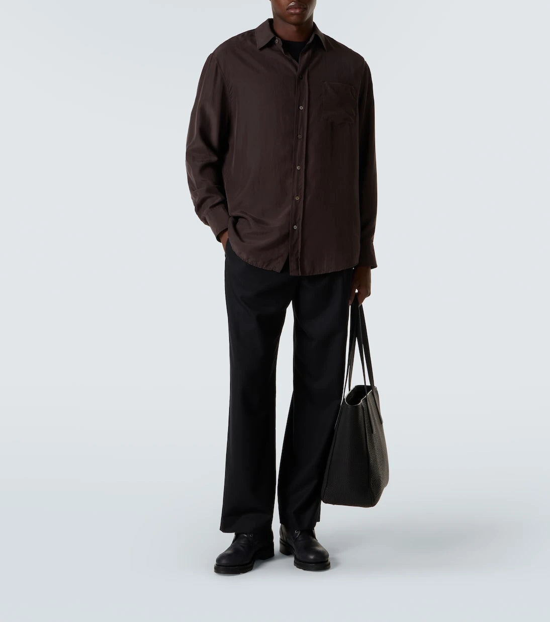 The Row - Corley virgin wool flannel wide-leg pants
