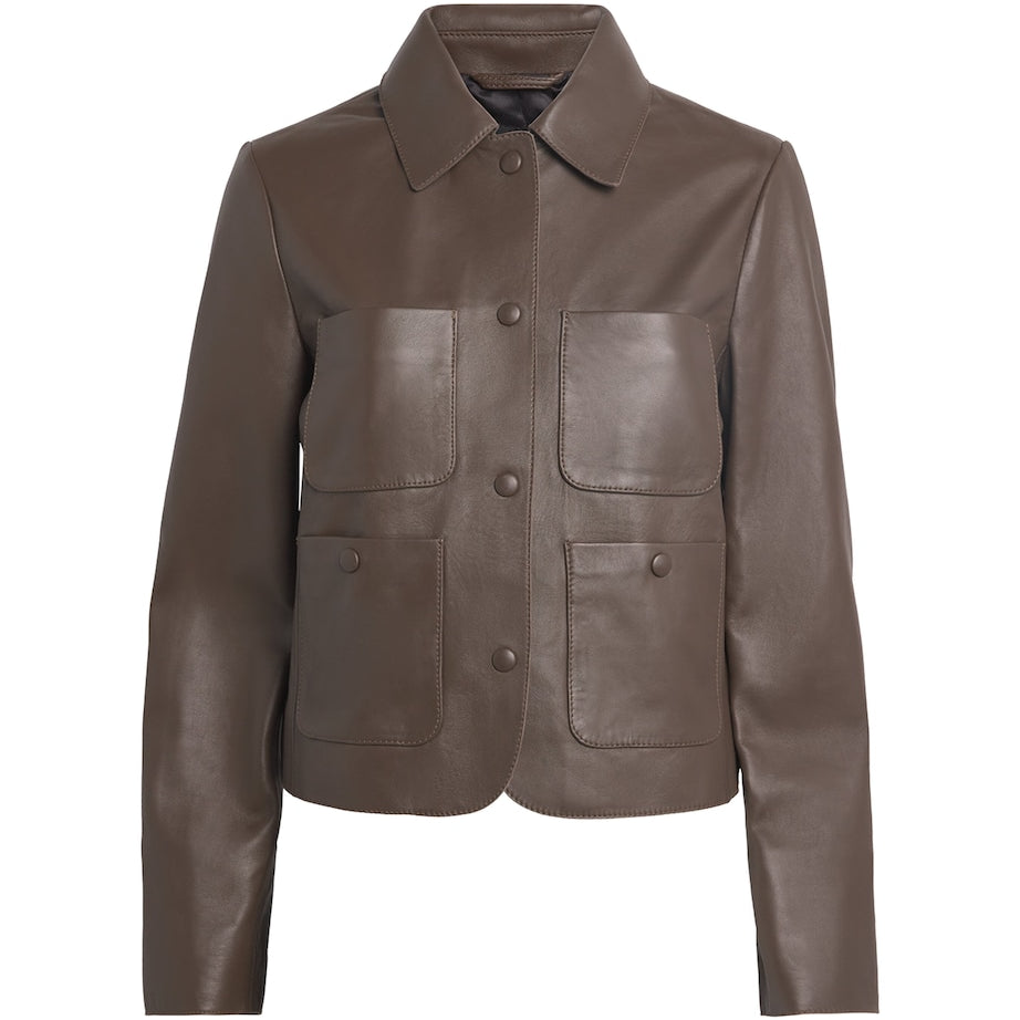 ME+EM Brown Patch-Pocket Leather Jacket