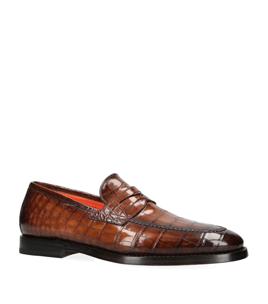 Crocodile Leather Carlos Penny Loafers