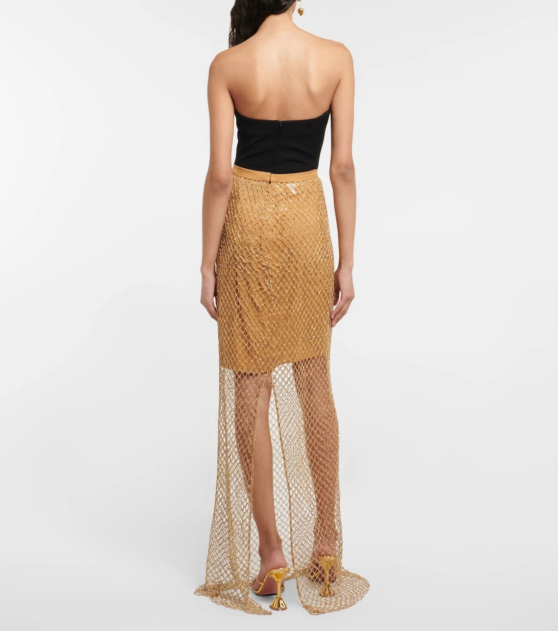 Costarellos - Crystal-embellished net maxi skirt