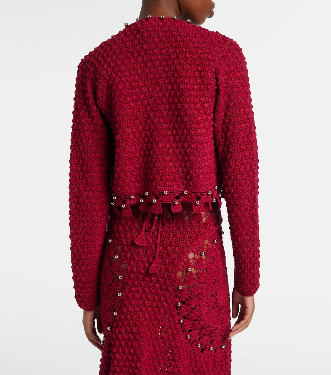 Rabanne - Studded crochet cotton cardigan