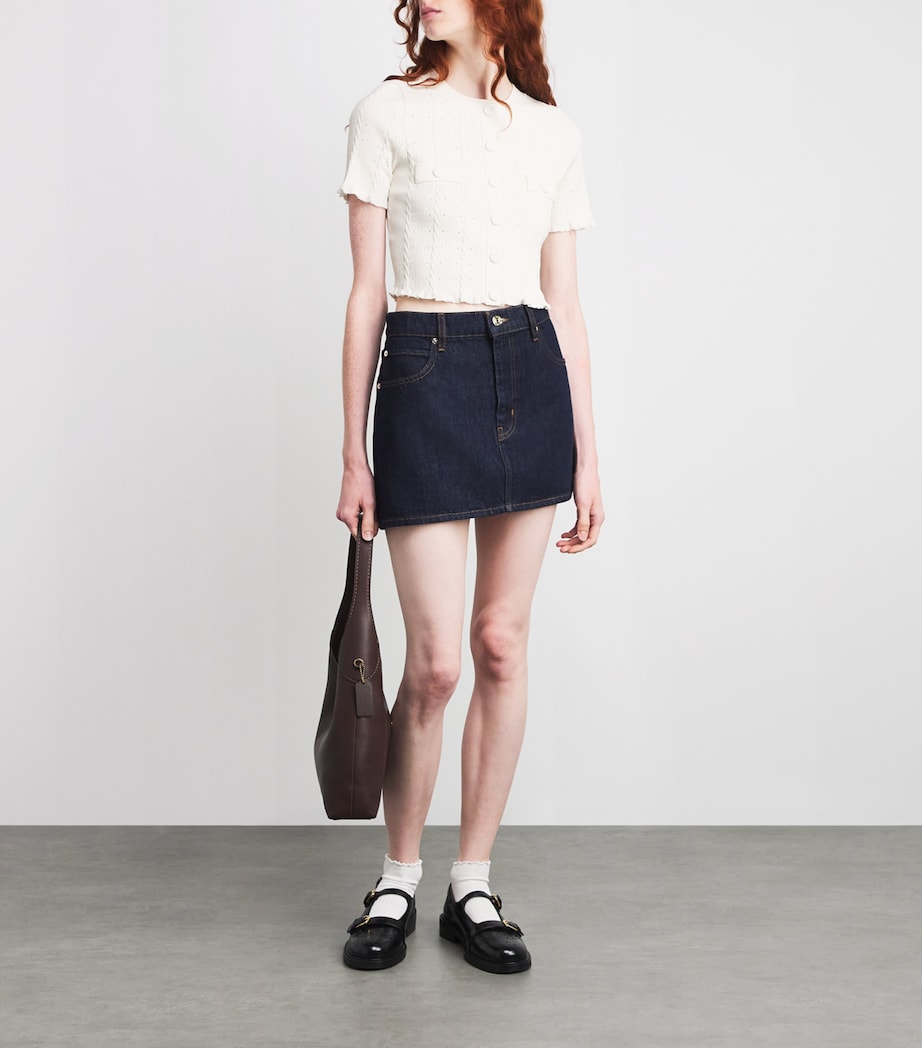 Sandro Paris Beige Cable-Knit Cropped Cardigan