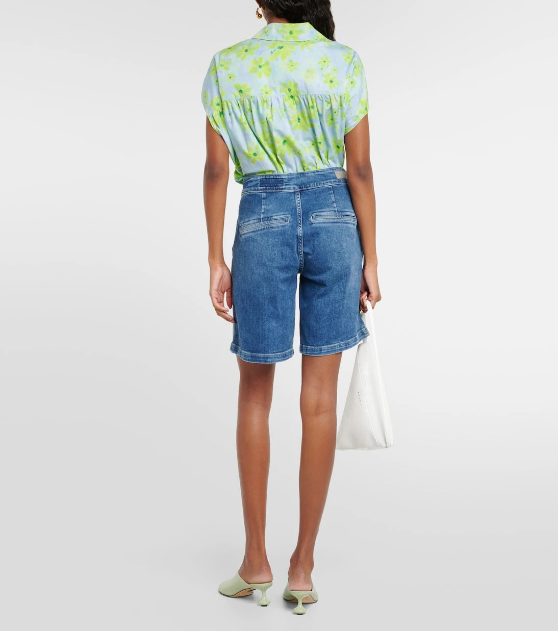 AG Jeans - شورت جينز بخصر مرتفع