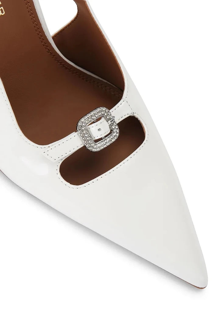 Kurt Geiger London обувки с ток от кожа Buckle Point Court White