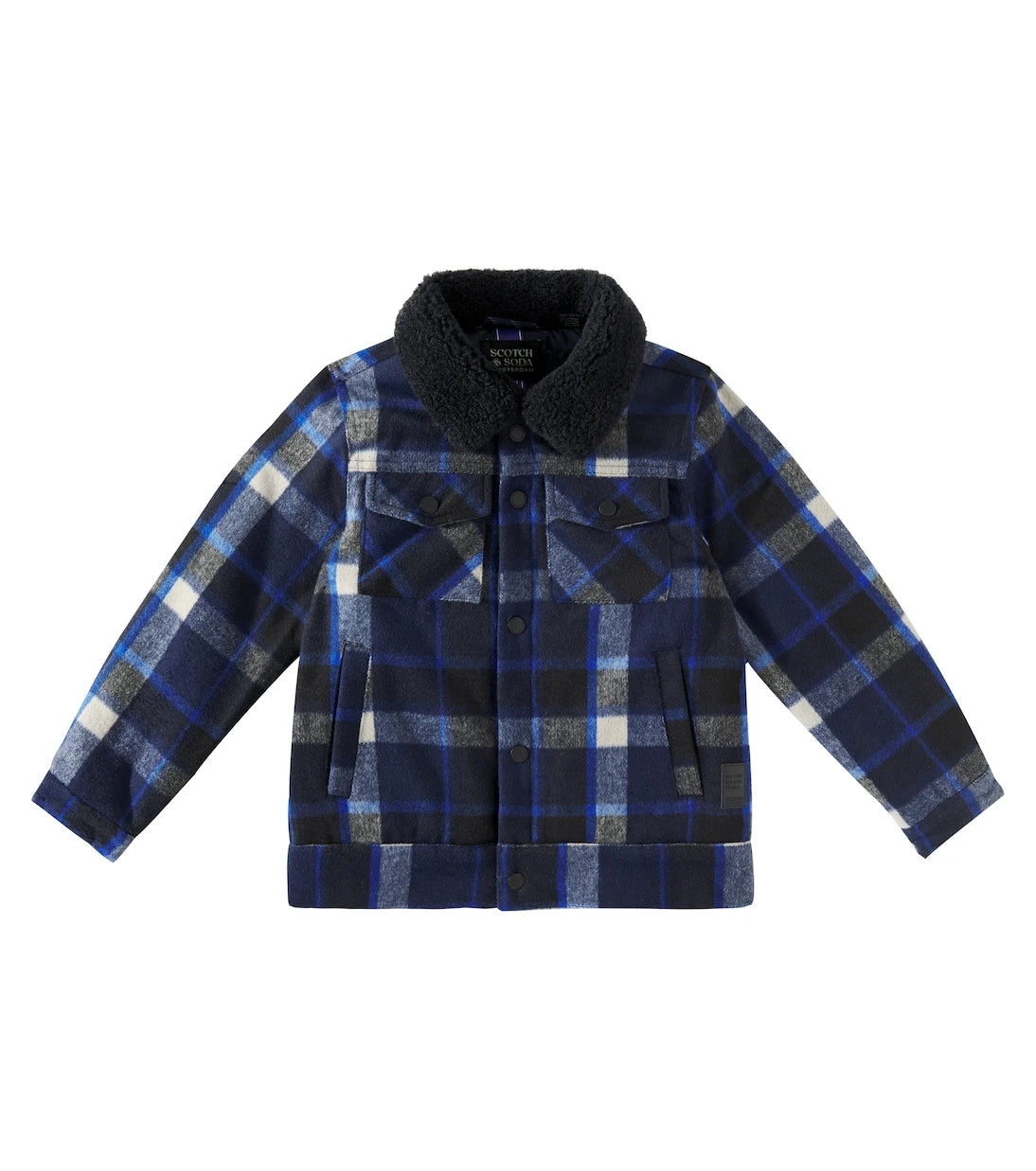 Scotch & Soda Kids - Faux shearling-trimmed checked jacket