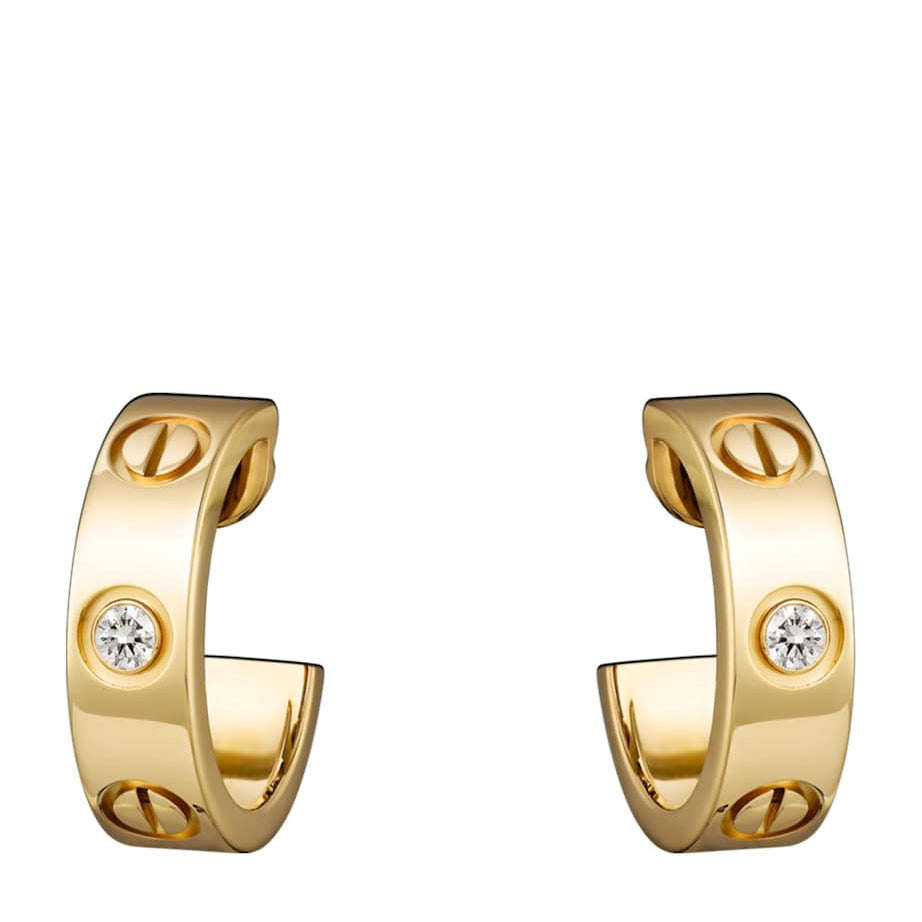Cartier Yellow Gold and Diamond LOVE Hoop Earrings