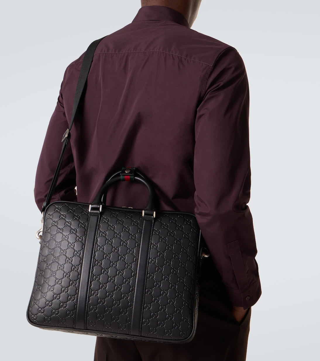Gucci - GG Emblem debossed leather briefcase