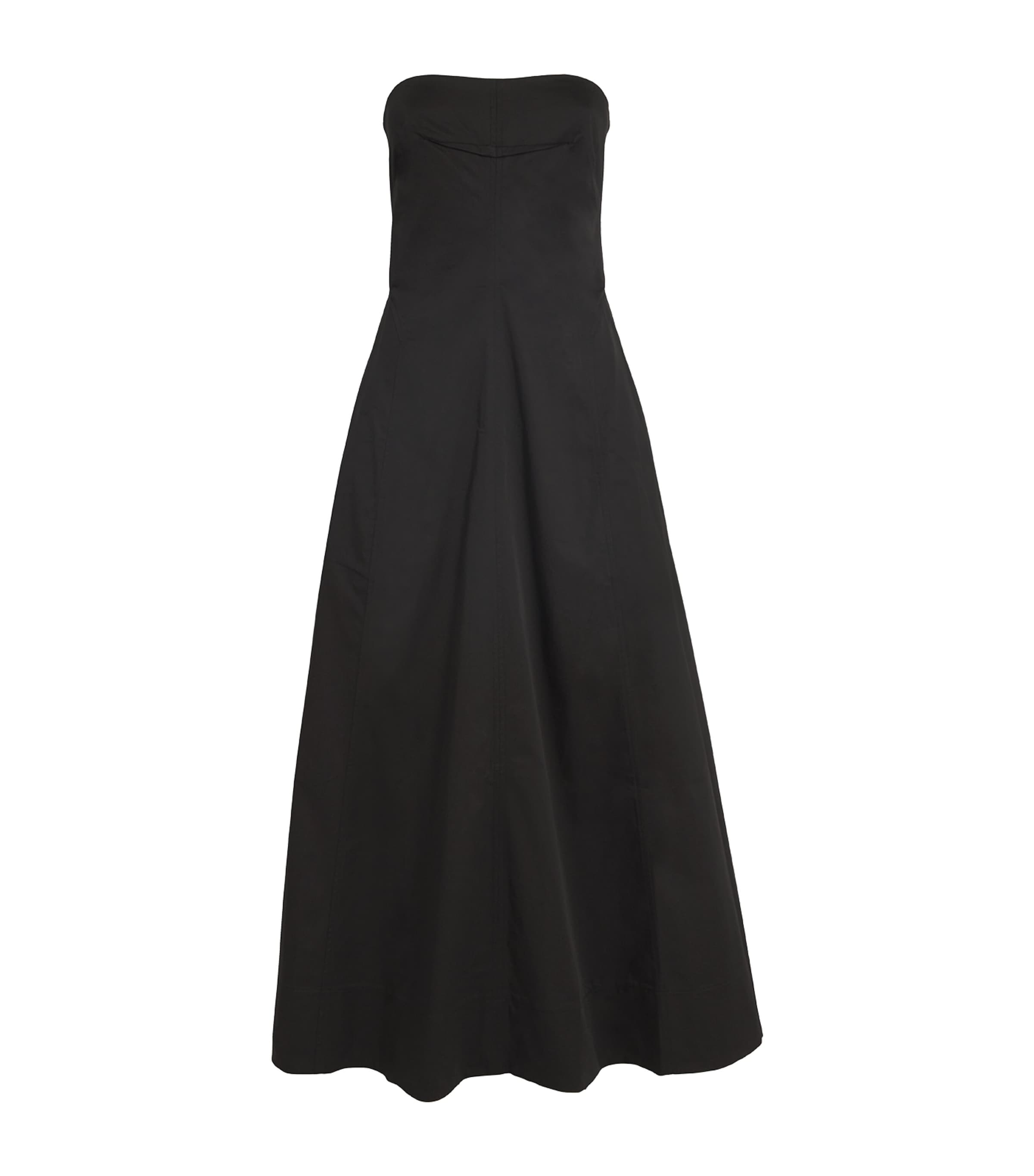 St. Agni Black Organic Cotton-Blend Strapless Maxi Dress