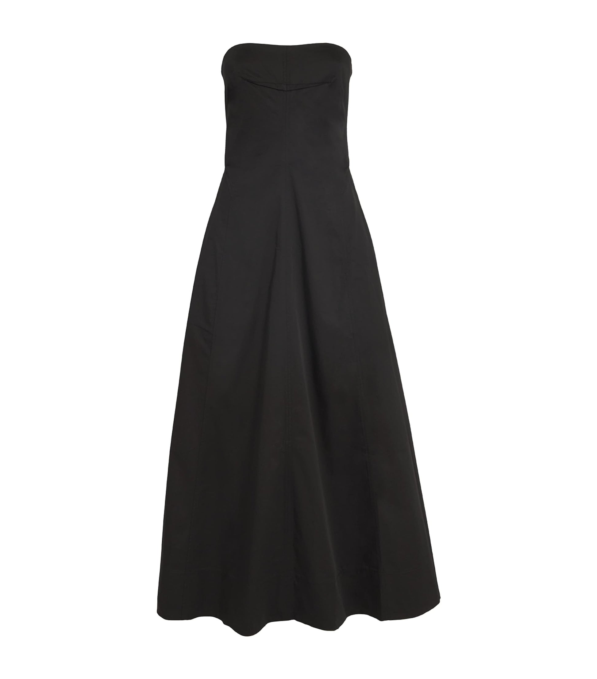 St. Agni Black Organic Cotton-Blend Strapless Maxi Dress