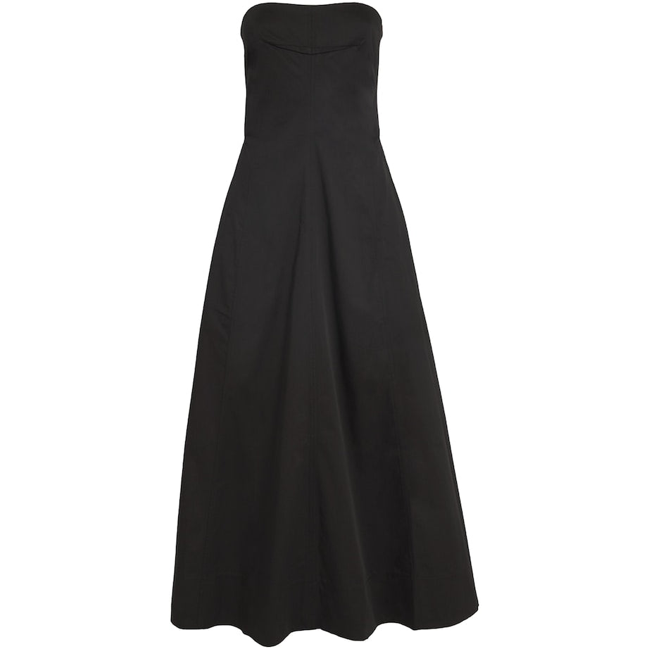 St. Agni Black Organic Cotton-Blend Strapless Maxi Dress