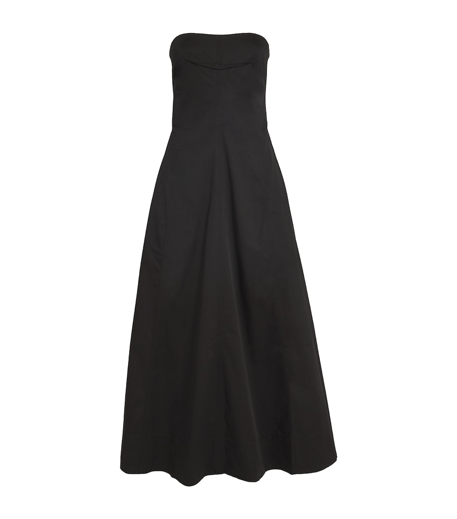 St. Agni Black Organic Cotton-Blend Strapless Maxi Dress