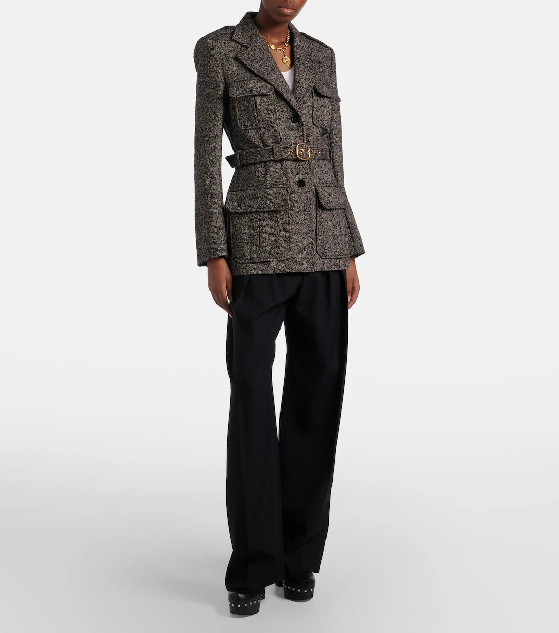 Chloé - Pleated high-rise wool gabardine wide-leg pants