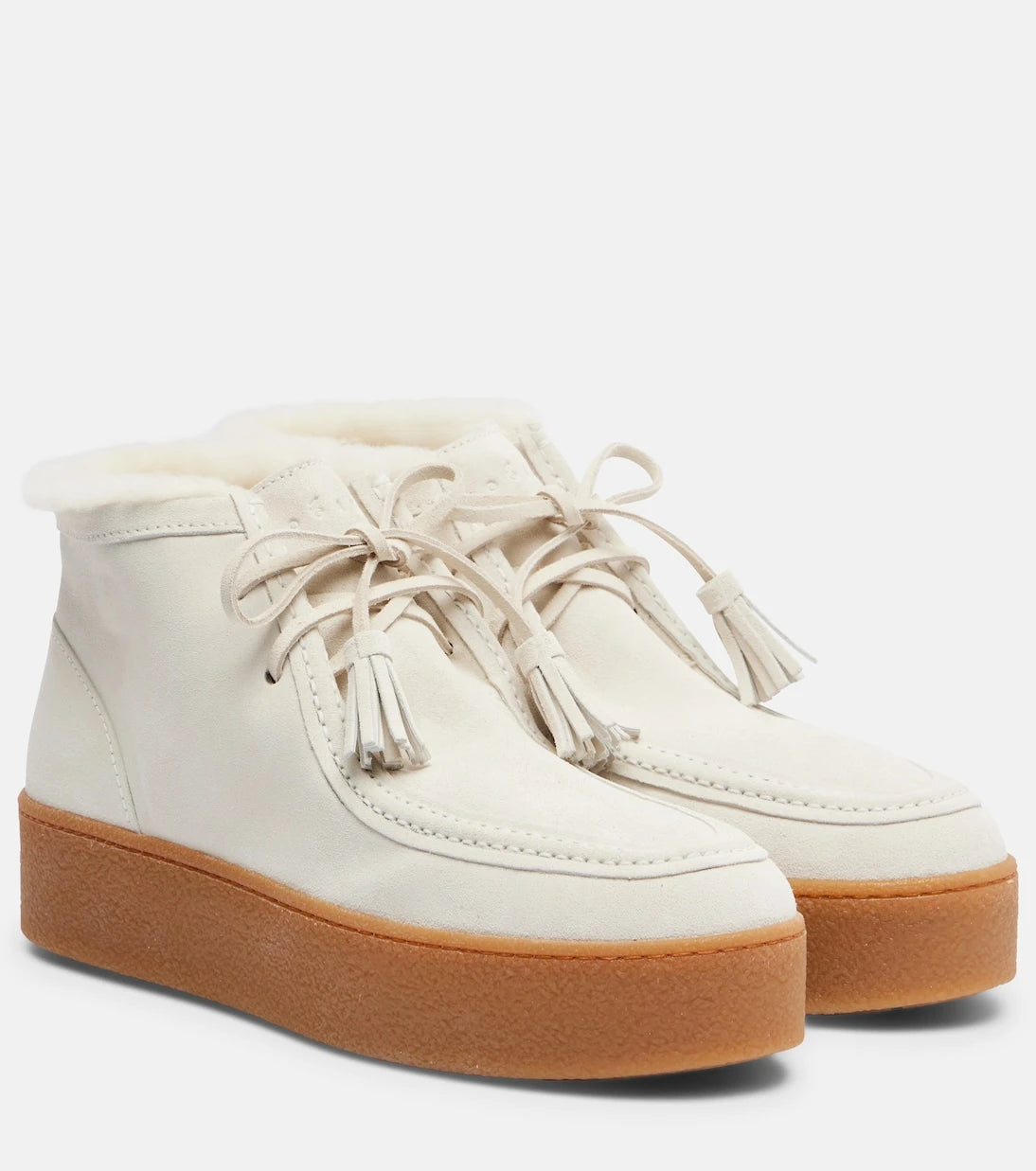 Hogan - Shearling-trimmed suede ankle boots