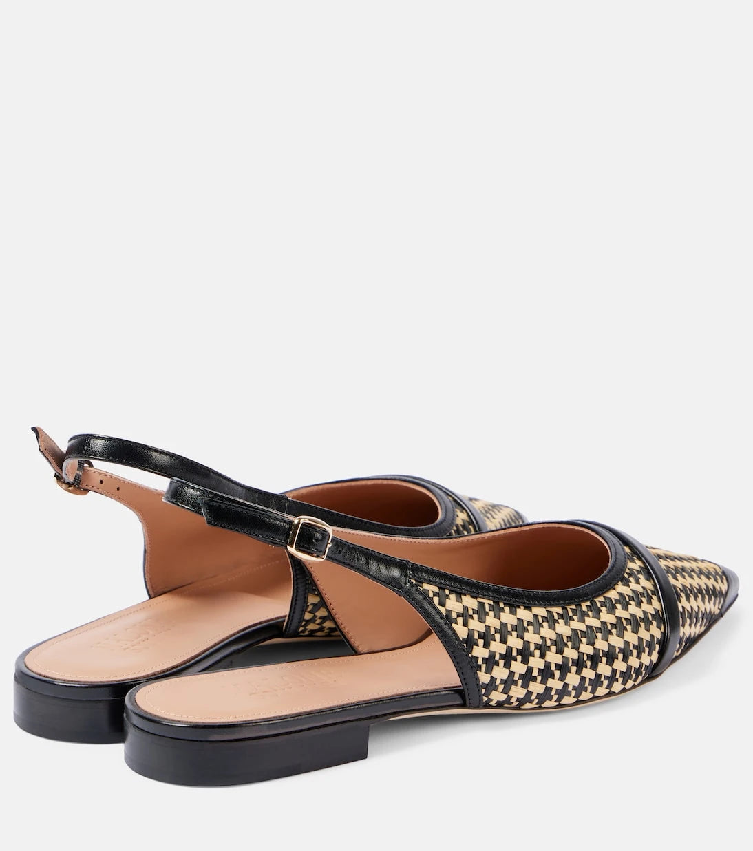 Malone Souliers - Jama leather-trimmed raffia ballet flats