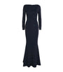 Talbot Runhof Navy Embellished Asymmetric Gown