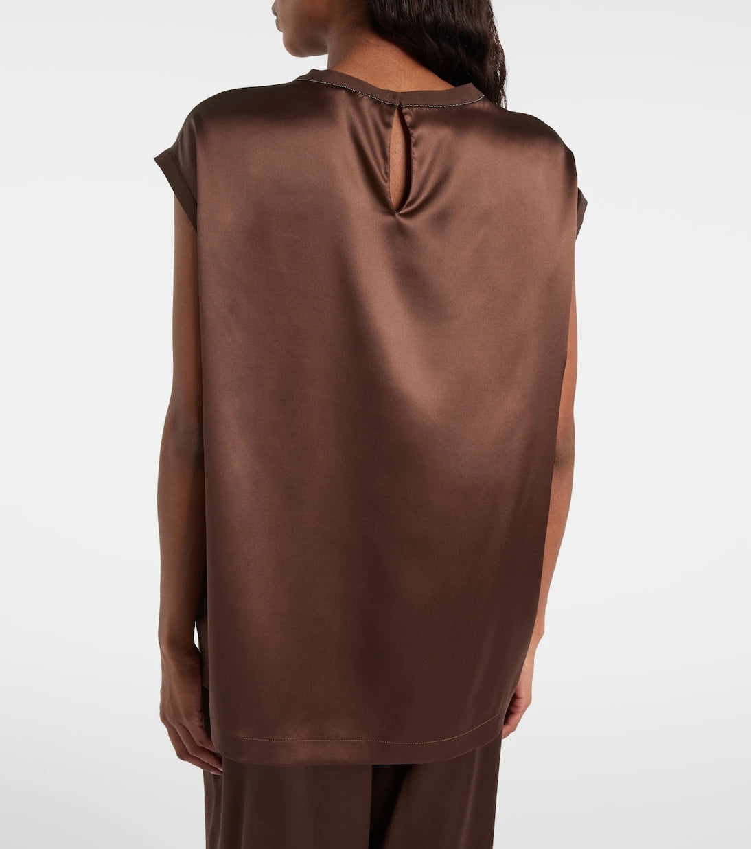 Brunello Cucinelli - Silk-blend satin top