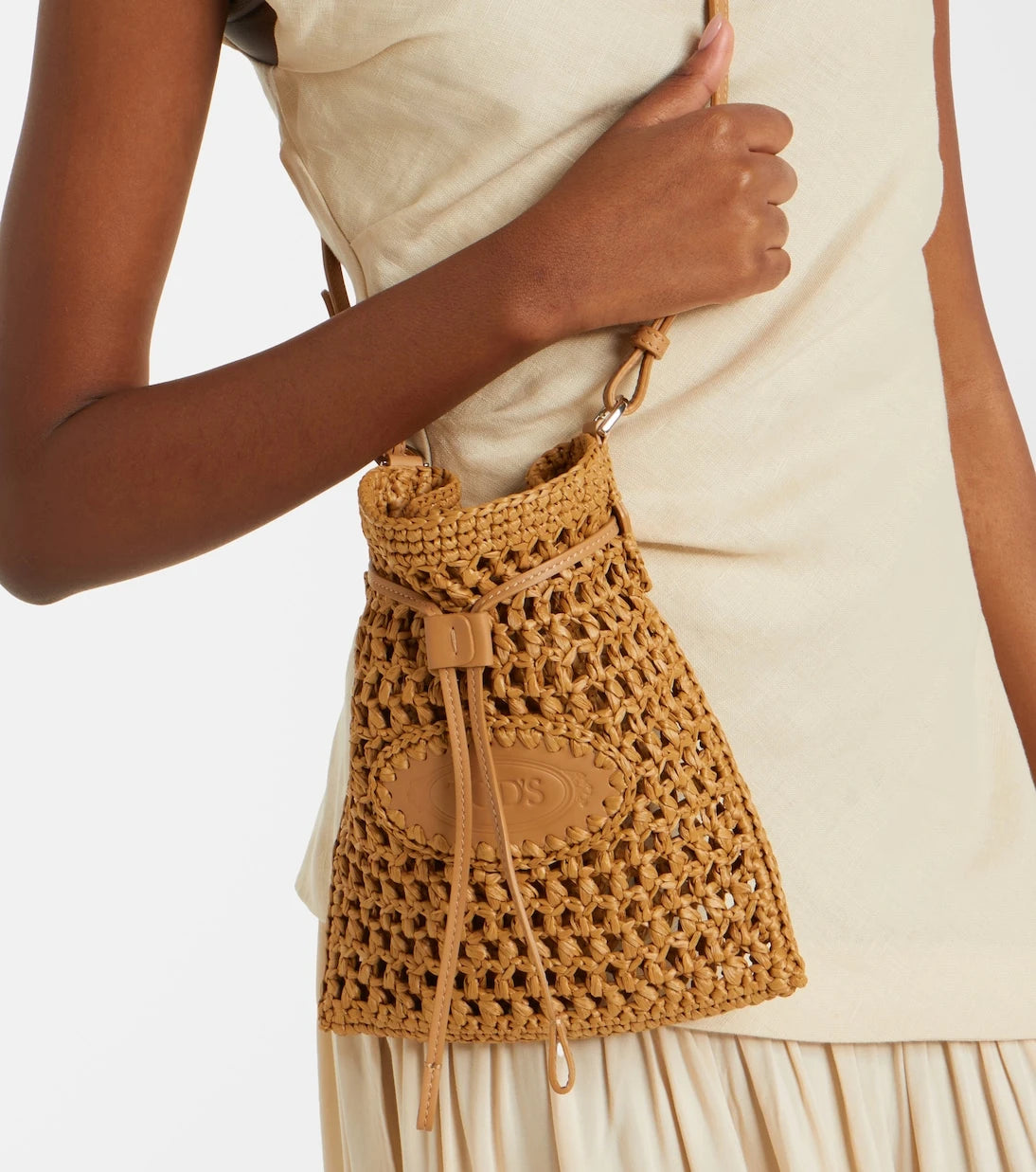 Tod's - EBL Mini raffia-effect bucket bag