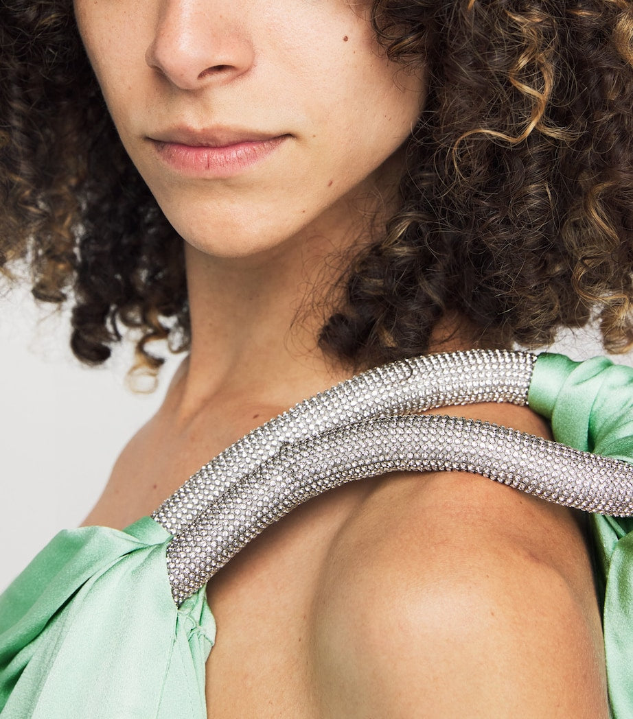 Stella McCartney Green Satin Embellished Chain Gown