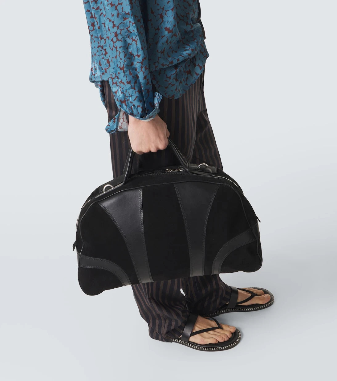 Dries Van Noten - Leather-trimmed suede duffel bag
