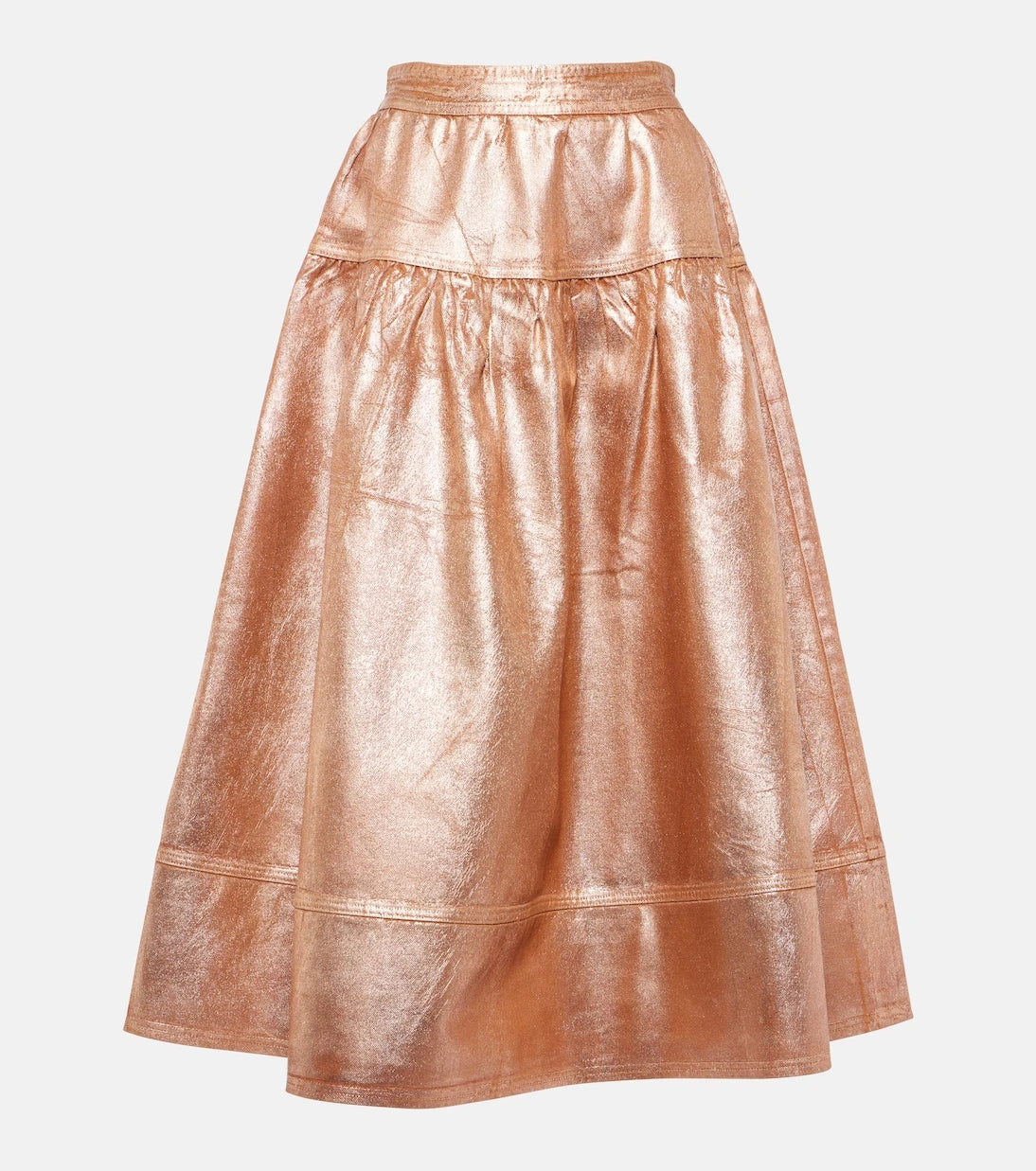 Ulla Johnson - Astrid foiled denim midi skirt
