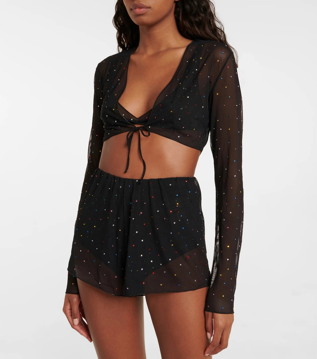 Oséree - Embellished tulle shorts