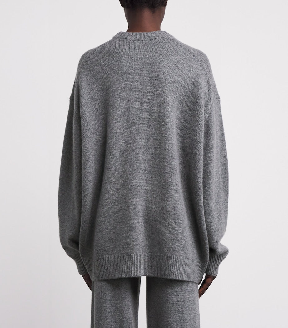 Skims Grey Oversized Cashmere Boyfriend Sweater