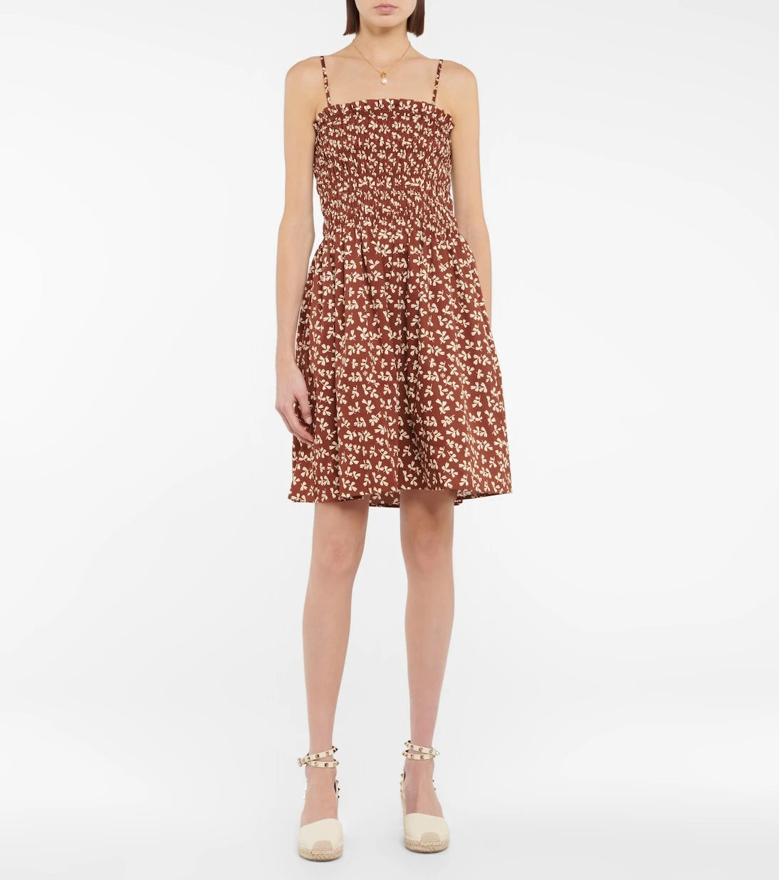 Tory Burch - Printed smocked cotton minidress