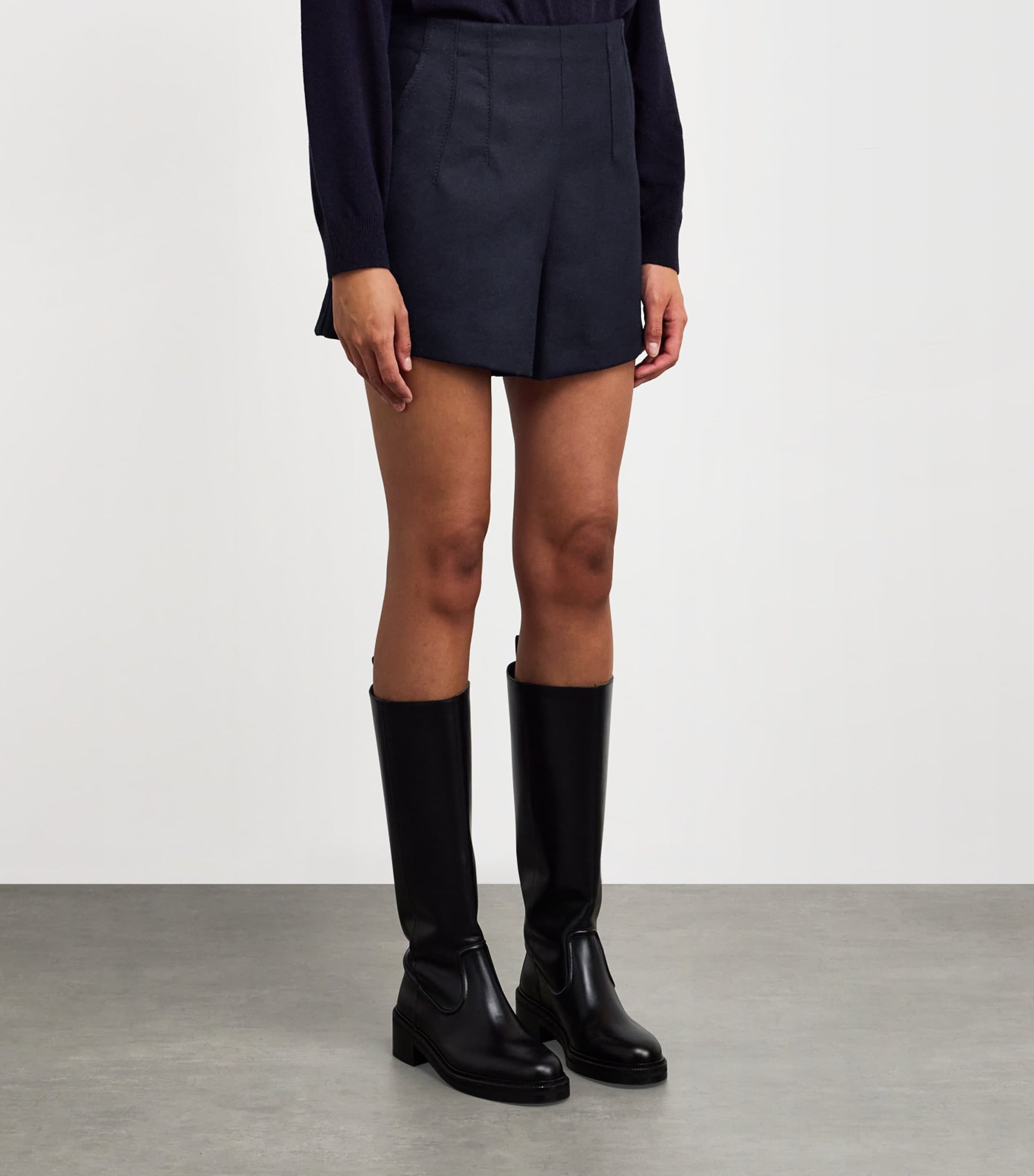 MAX&Co. Blue Wool-Blend Shorts