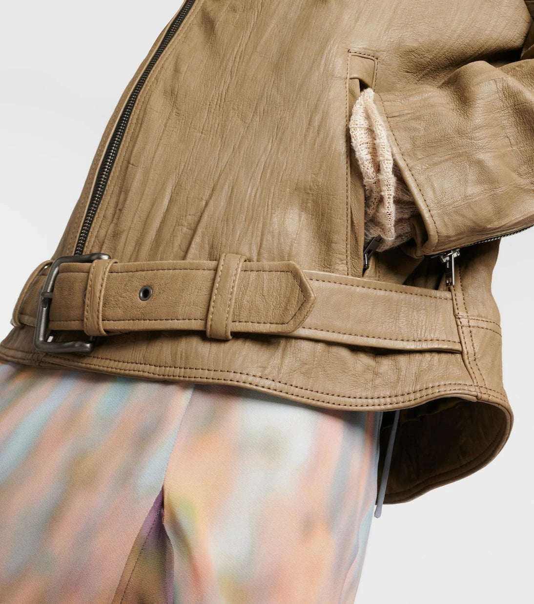 Acne Studios - سترة لينور الجلدية الفضفاضة بحزام