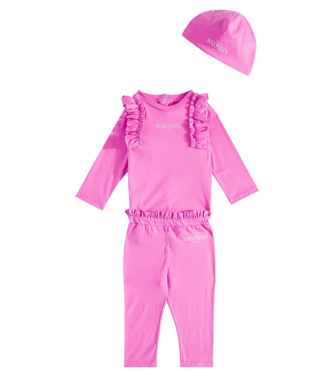 Balmain Kids - Baby cotton bodysuit, pants and hat set