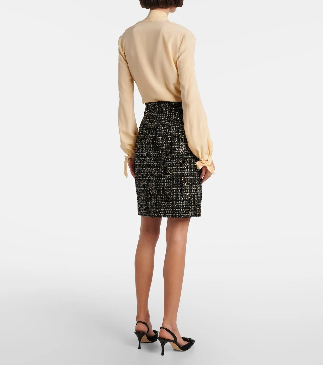 Safiyaa - Ayaka sequined tweed pencil skirt