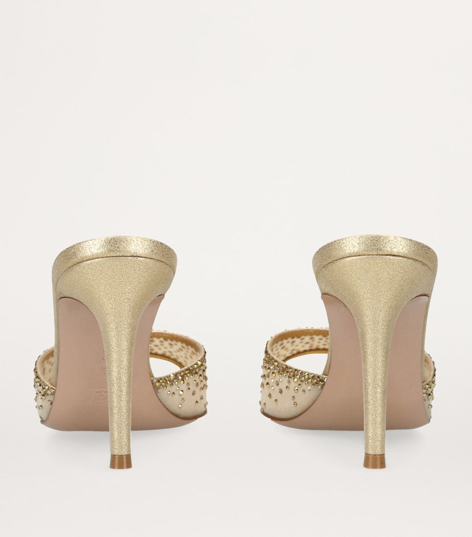 Gianvito Rossi Gold Embellished Rania Mules 85