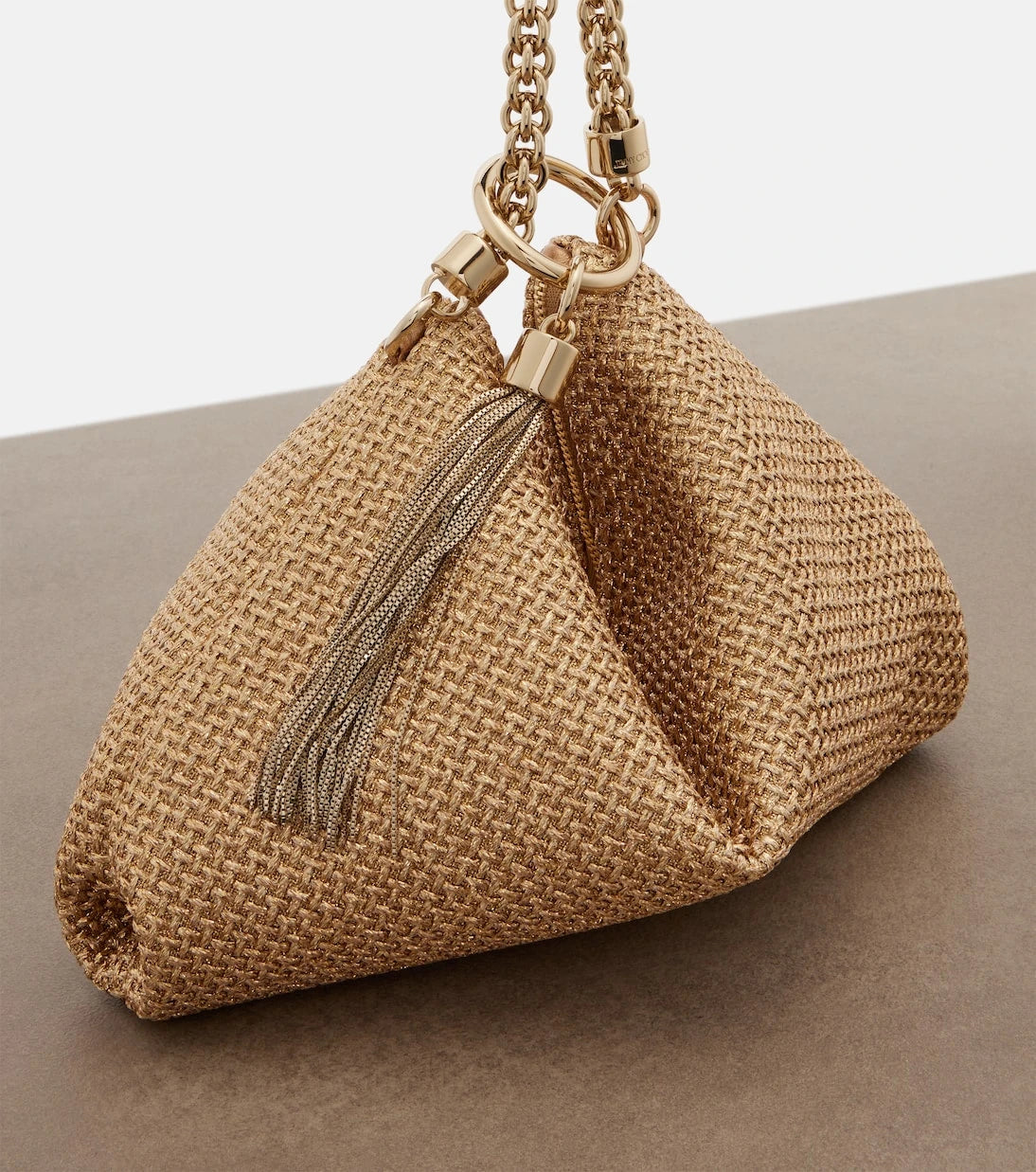 Jimmy Choo - Callie Medium raffia-effect shoulder bag