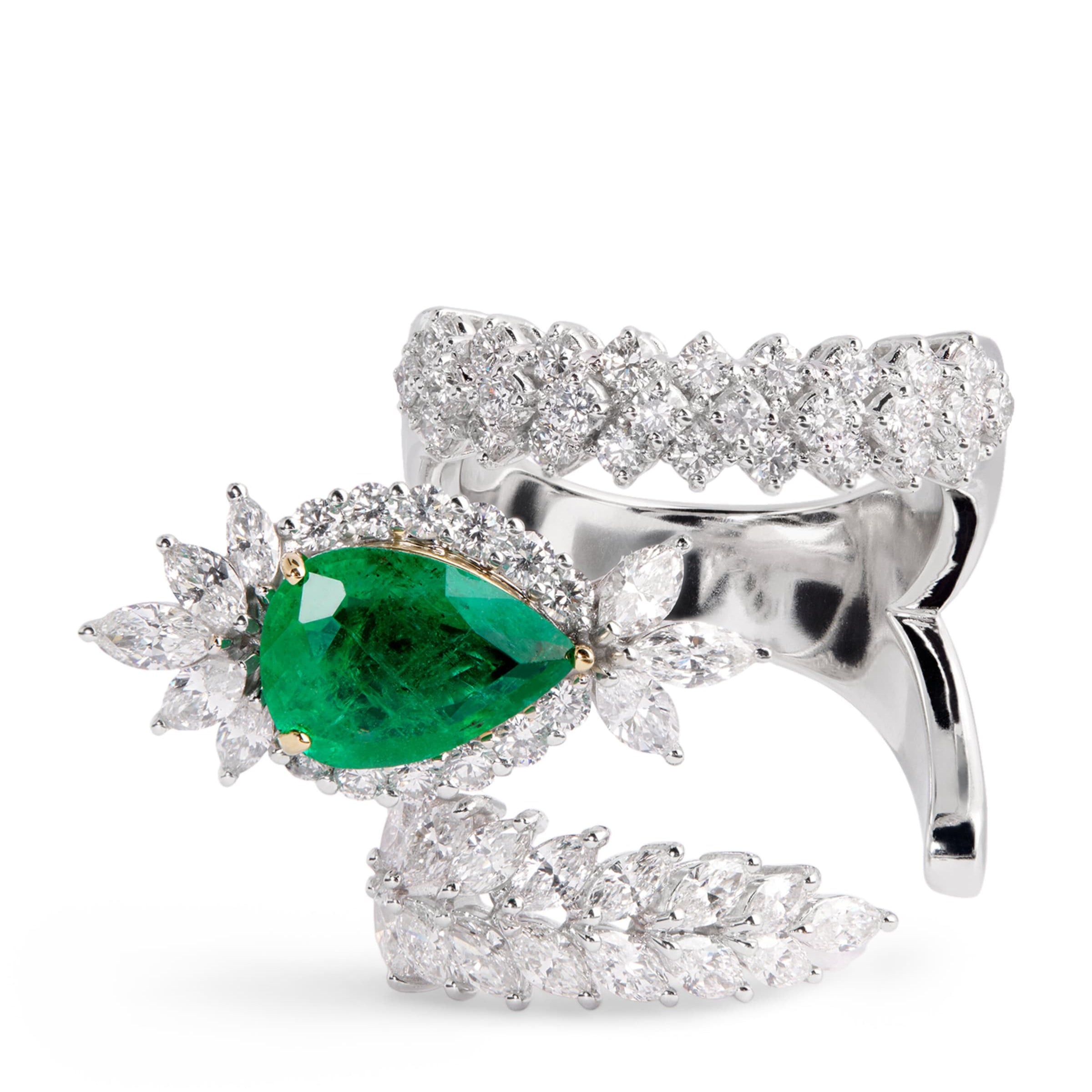 White Gold, Diamond and Emerald Reign Supreme Ring