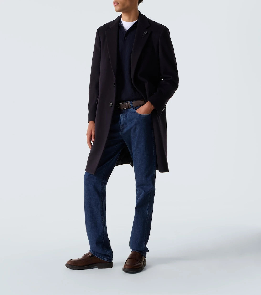 Canali - بنطال جينز بقصة ضيقة وخصر متوسط الارتفاع