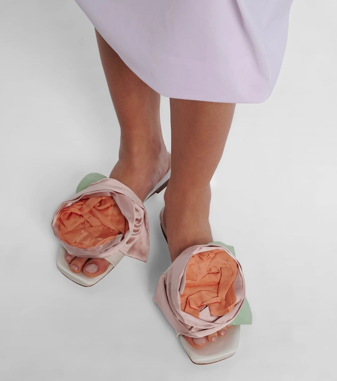 Simone Rocha - Floral-appliqué satin slides