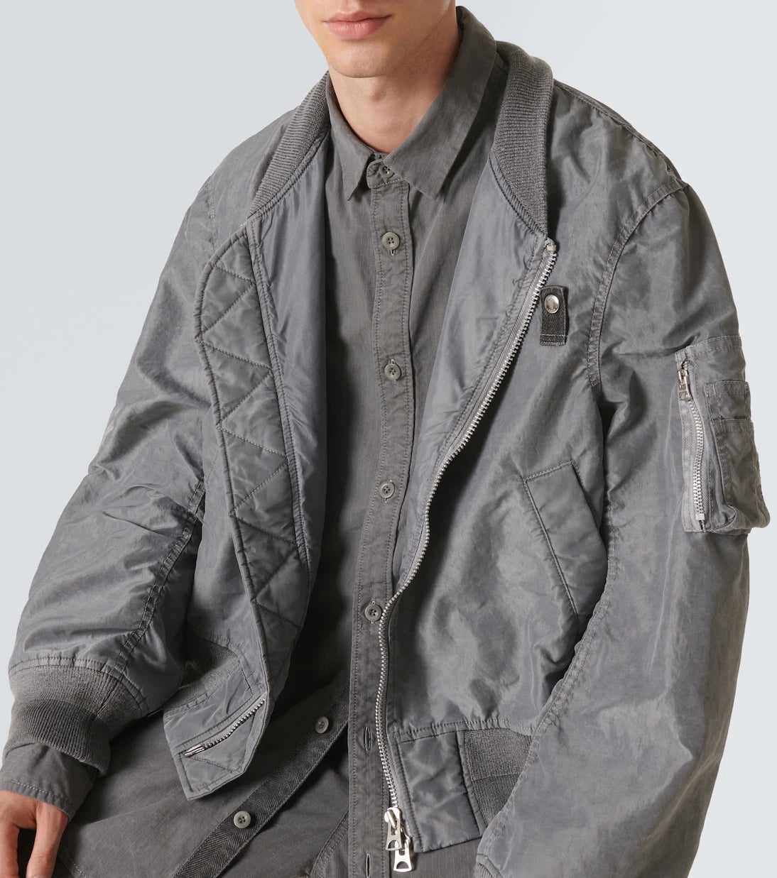 Sacai - Ripstop-trimmed twill bomber jacket