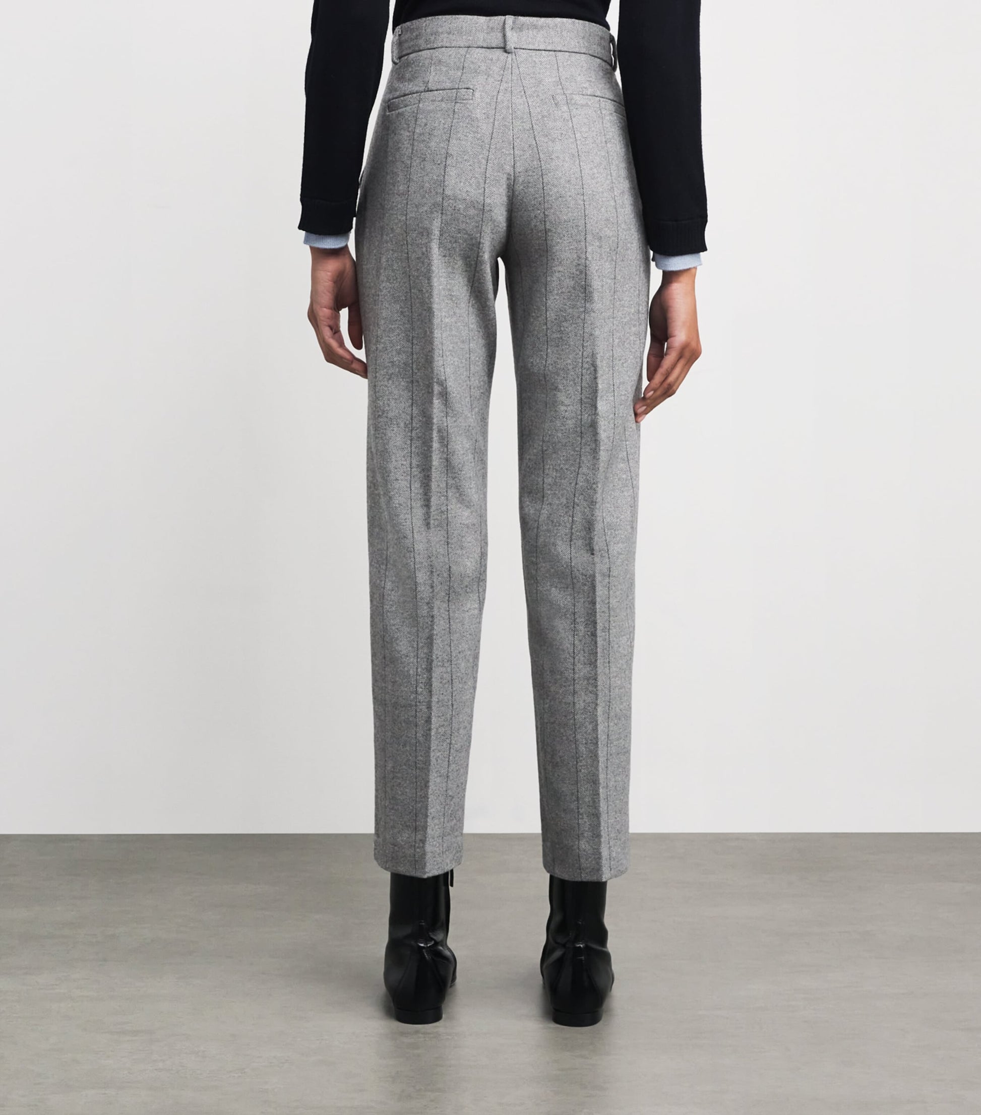 MAX&Co. Grey Wool-Blend Herringbone Straight Trousers