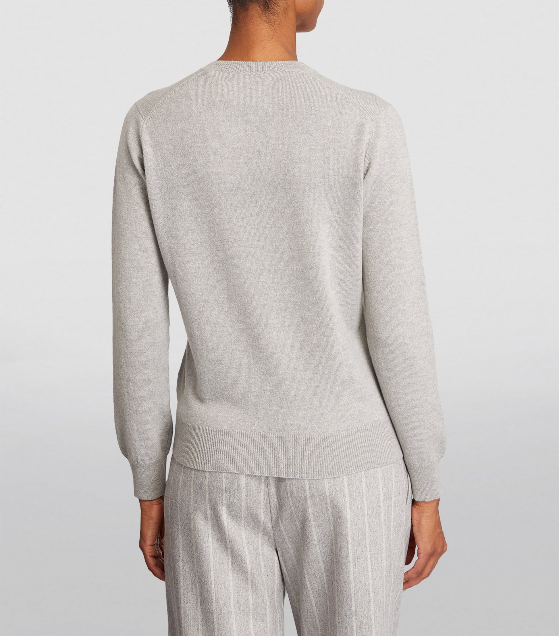 Grey Cashmere Crew-Neck Sweater