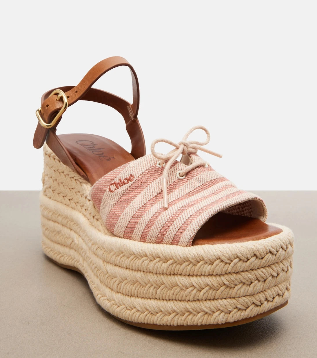 Chloé - Striped canvas espadrille wedge sandals